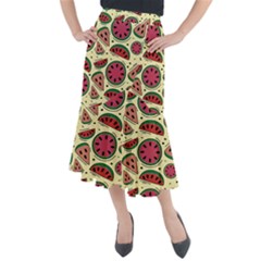 Watermelon Pattern Slices Fruit Midi Mermaid Skirt by Semog4