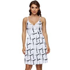 Precision Pursuit: Hunting Motif Black And White Pattern V-neck Pocket Summer Dress  by dflcprintsclothing