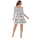 Precision Pursuit: Hunting Motif Black and White Pattern Shoulder Cut Out Zip Up Dress View4