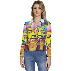 Psychedelic Rock Jimi Hendrix Women s Long Sleeve Revers Collar Cropped Jacket by Semog4