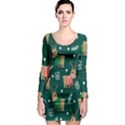 Cute Christmas Pattern Doodle Long Sleeve Bodycon Dress View1