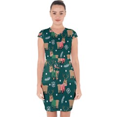 Cute Christmas Pattern Doodle Capsleeve Drawstring Dress  by Semog4