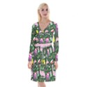 Colorful Funny Christmas Pattern Long Sleeve Velvet Front Wrap Dress View1