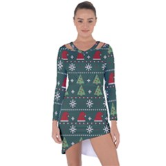 Beautiful Knitted Christmas Pattern Asymmetric Cut-out Shift Dress by Semog4