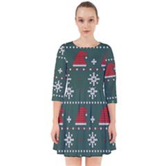 Beautiful Knitted Christmas Pattern Smock Dress by Semog4