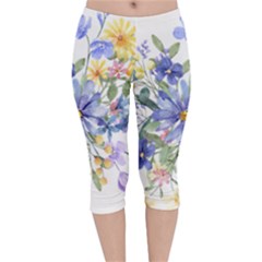 Flower Velvet Capri Leggings  by zappwaits