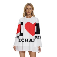 I Love Richard Round Neck Long Sleeve Bohemian Style Chiffon Mini Dress by ilovewhateva