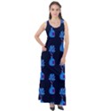 Flower Vase Pattern Sleeveless Velour Maxi Dress View1