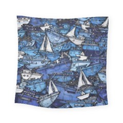 Boat Ship Background Pattern Square Tapestry (small) by Ravend