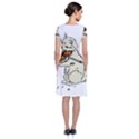 Cat Playing The Violin Art Short Sleeve Front Wrap Dress View2