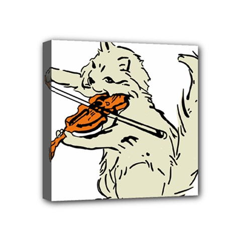 Cat Playing The Violin Art Mini Canvas 4  X 4  (stretched) by oldshool