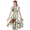 Cat Playing The Violin Art Cap Sleeve Wrap Front Dress View1