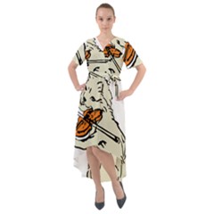 Cat Playing The Violin Art Front Wrap High Low Dress by oldshool