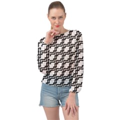 Pattern-monochrome-repeat Banded Bottom Chiffon Top by Semog4