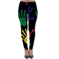 Handprints-hand-print-colourful Lightweight Velour Leggings by Semog4