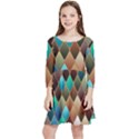 Diamond Shapes Pattern Kids  Quarter Sleeve Skater Dress View1