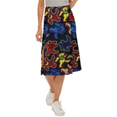 Grateful Dead Pattern Midi Panel Skirt by Semog4