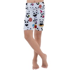 Playing Pandas Cartoons Kids  Lightweight Velour Cropped Yoga Leggings by Semog4