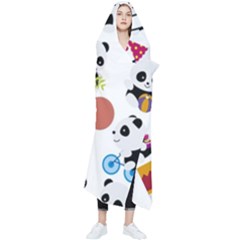 Playing Pandas Cartoons Wearable Blanket by Semog4