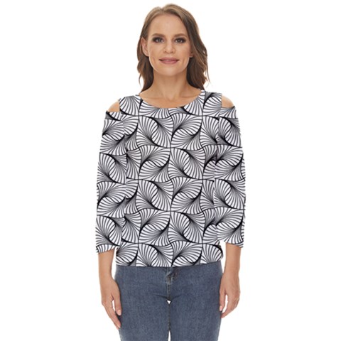 Abstract Seamless Pattern Cut Out Wide Sleeve Top by Semog4