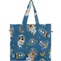 Seamless Pattern Funny Astronaut Outer Space Transportation Canvas Travel Bag View1