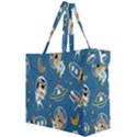 Seamless Pattern Funny Astronaut Outer Space Transportation Canvas Travel Bag View2