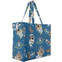 Seamless Pattern Funny Astronaut Outer Space Transportation Canvas Travel Bag View3