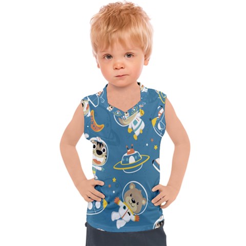 Seamless Pattern Funny Astronaut Outer Space Transportation Kids  Sport Tank Top by Semog4