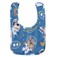 Seamless Pattern Funny Astronaut Outer Space Transportation Baby Bib by Semog4