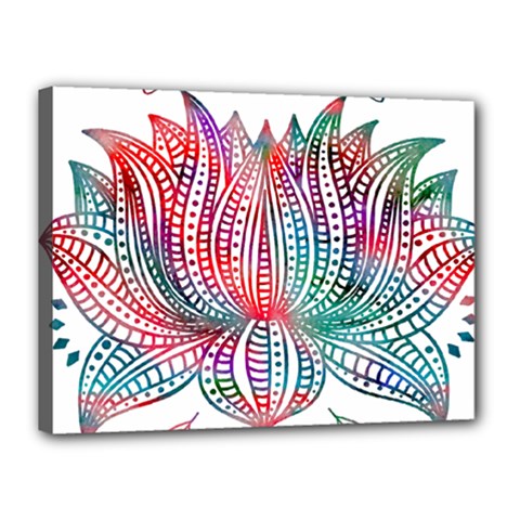 Lotus Feathers Boho Watercolor Canvas 16  X 12  (stretched) by Salman4z