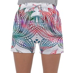 Lotus Feathers Boho Watercolor Sleepwear Shorts by Salman4z