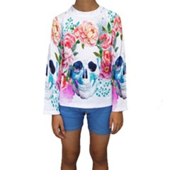 Day Of The Dead Skull Art Kids  Long Sleeve Swimwear by Salman4z