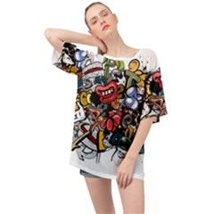 Mural Graffiti Paint Oversized Chiffon Top by Salman4z