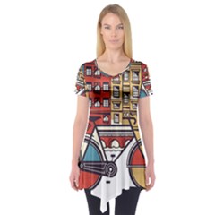 Amsterdam Graphic Design Poster Illustration Short Sleeve Tunic  by Salman4z