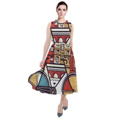 Amsterdam Graphic Design Poster Illustration Round Neck Boho Dress by Salman4z