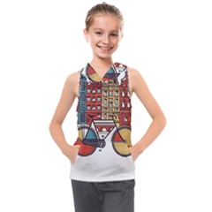 Amsterdam Graphic Design Poster Illustration Kids  Sleeveless Hoodie by Salman4z