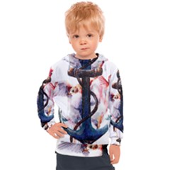 Anchor Watercolor Painting Tattoo Art Anchors And Birds Kids  Hooded Pullover by Salman4z