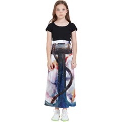 Anchor Watercolor Painting Tattoo Art Anchors And Birds Kids  Flared Maxi Skirt by Salman4z