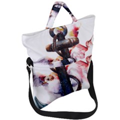 Anchor Watercolor Painting Tattoo Art Anchors And Birds Fold Over Handle Tote Bag by Salman4z