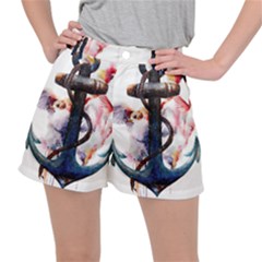 Anchor Watercolor Painting Tattoo Art Anchors And Birds Women s Ripstop Shorts by Salman4z