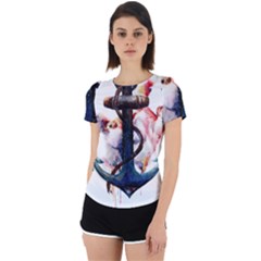 Anchor Watercolor Painting Tattoo Art Anchors And Birds Back Cut Out Sport Tee by Salman4z