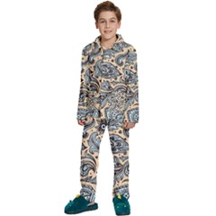 Texture Ornament Paisley Kids  Long Sleeve Velvet Pajamas Set by Salman4z