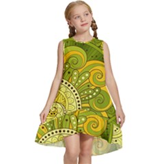 Doodles Patterns Ornament Vector Flowers Green Kids  Frill Swing Dress by Salman4z