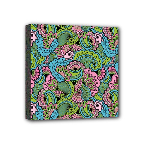 Background Texture Paisley Pattern Mini Canvas 4  X 4  (stretched) by Salman4z