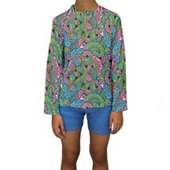 Background Texture Paisley Pattern Kids  Long Sleeve Swimwear by Salman4z