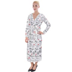 White Printer Paper With Text Overlay Humor Dark Humor Infographics Velvet Maxi Wrap Dress by Salman4z