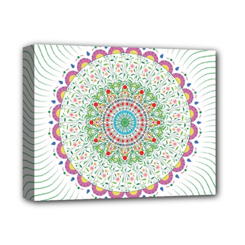 Flower Abstract Floral Hand Ornament Hand Drawn Mandala Deluxe Canvas 14  X 11  (stretched) by Salman4z