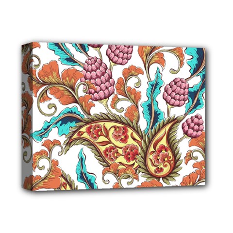 Flowers Pattern Texture White Background Paisley Deluxe Canvas 14  X 11  (stretched) by Salman4z