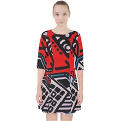 Multicolored Doodle Art Street Art Quarter Sleeve Pocket Dress by Salman4z