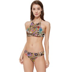 Multicolored Doodle Art Wallpaper Banded Triangle Bikini Set by Salman4z